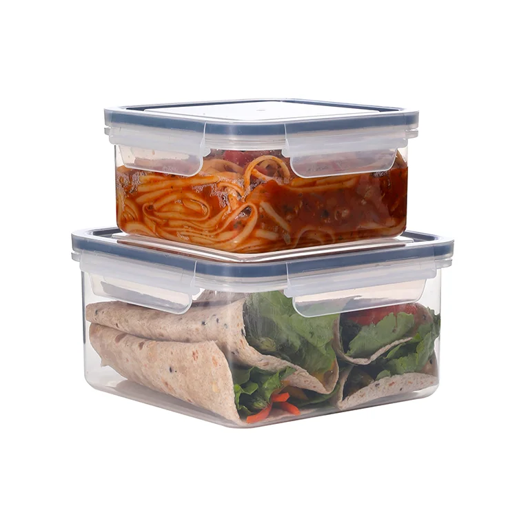 2-piece Set Transparent clear lunch box set microwave save plastic food container BPA free
