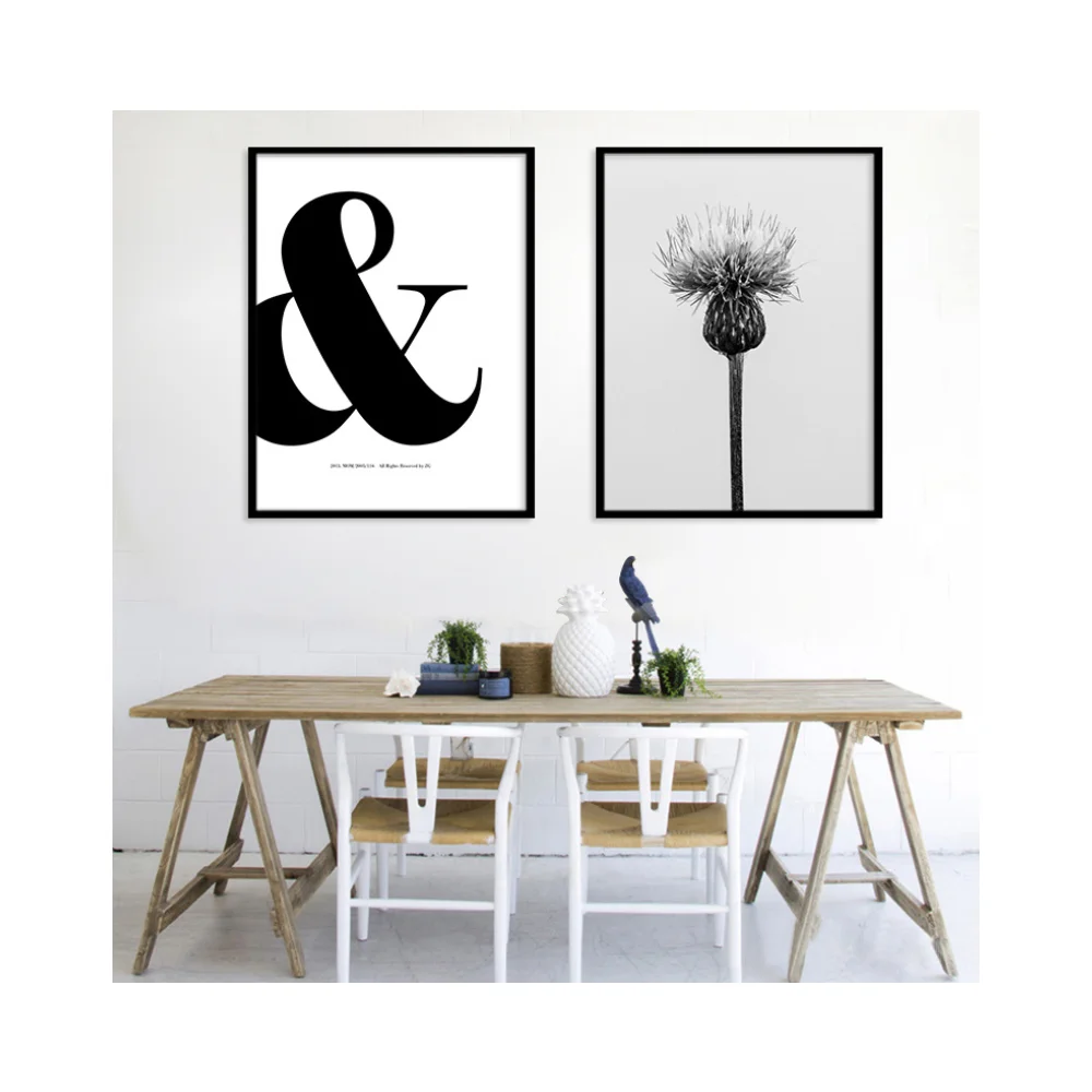 Черно-белый простой символ одуванчика для дома Декор для гостиной настенная живопись семь стен искусство на холсте картины на продажу