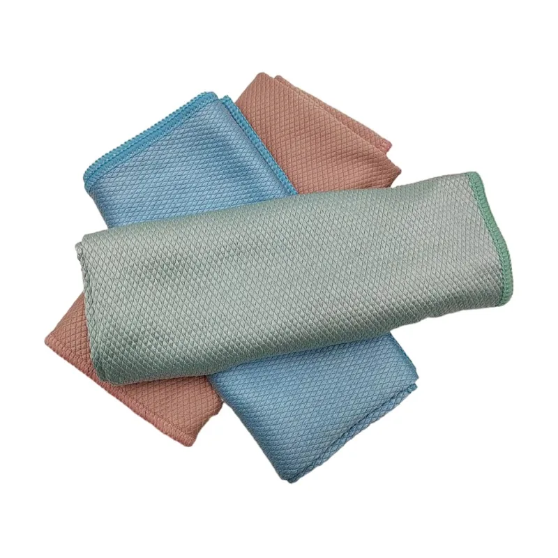 Super Water Absorbent Custom Logo Easy Clean Microfiber Fish Scale Kitchen Use Tea Towel Set