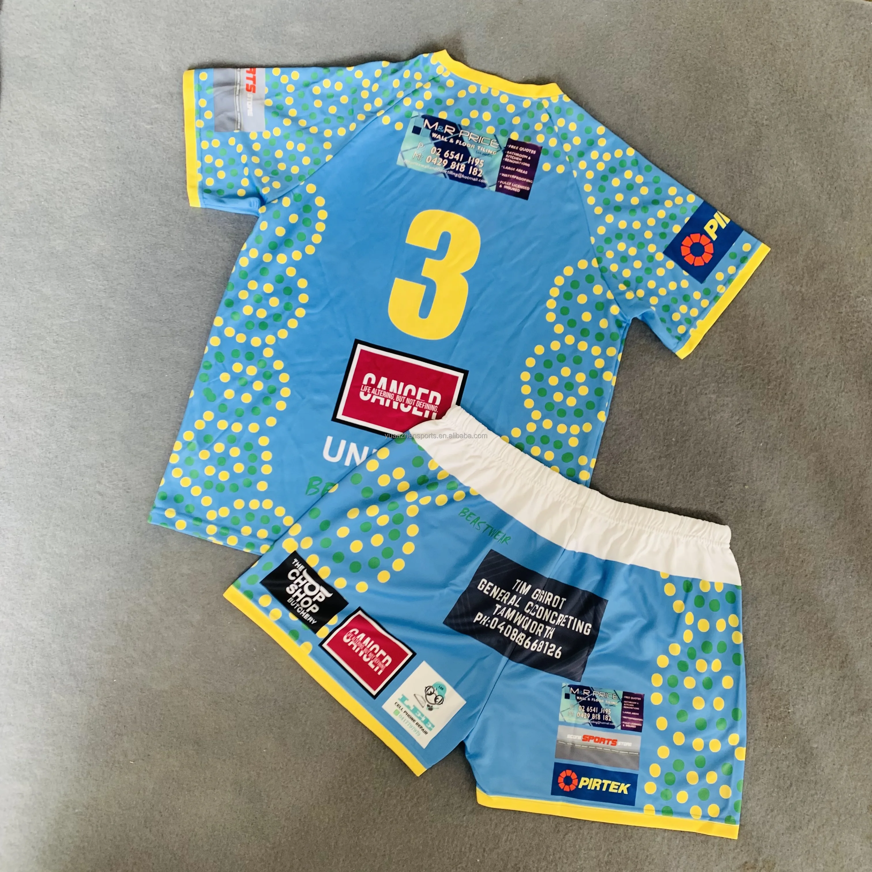 230gsm good quality polyester rugby polo shirt custom sublimated rugby jersey and shorts