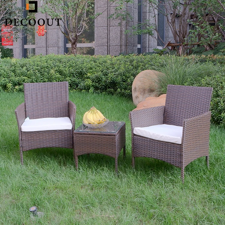 3 Pcs KD Rattan Chair Set Garden Furniture Table And Chairs Garden