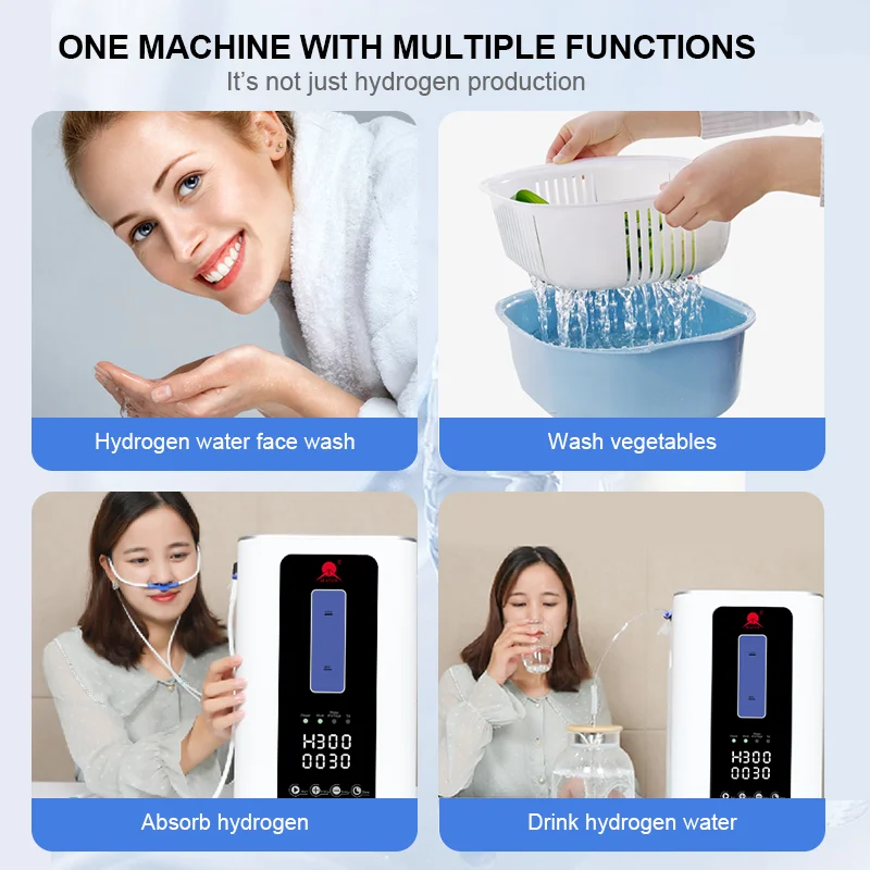 Home Use Portable Hydrogen Therapy Machine SPE/PEM Technology 99.99% High Purity Hydrogen Water Generator