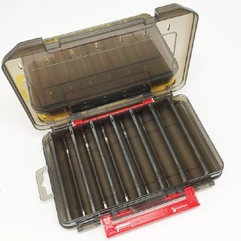 In  Stock 14 Compartments Fishing Tackle Lure Case Egi Squid Jig Minnows Bait Reversible Double Sided Fishing Lure Tackle Box