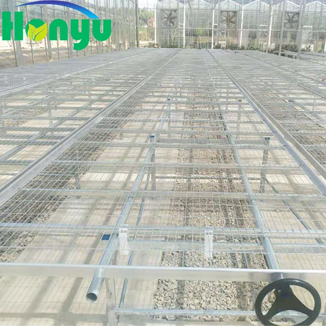 Hot Sale Agriculture Greenhouse Galvanized Wire Mesh Rolling Benches Movable Seed Beds For Nursery