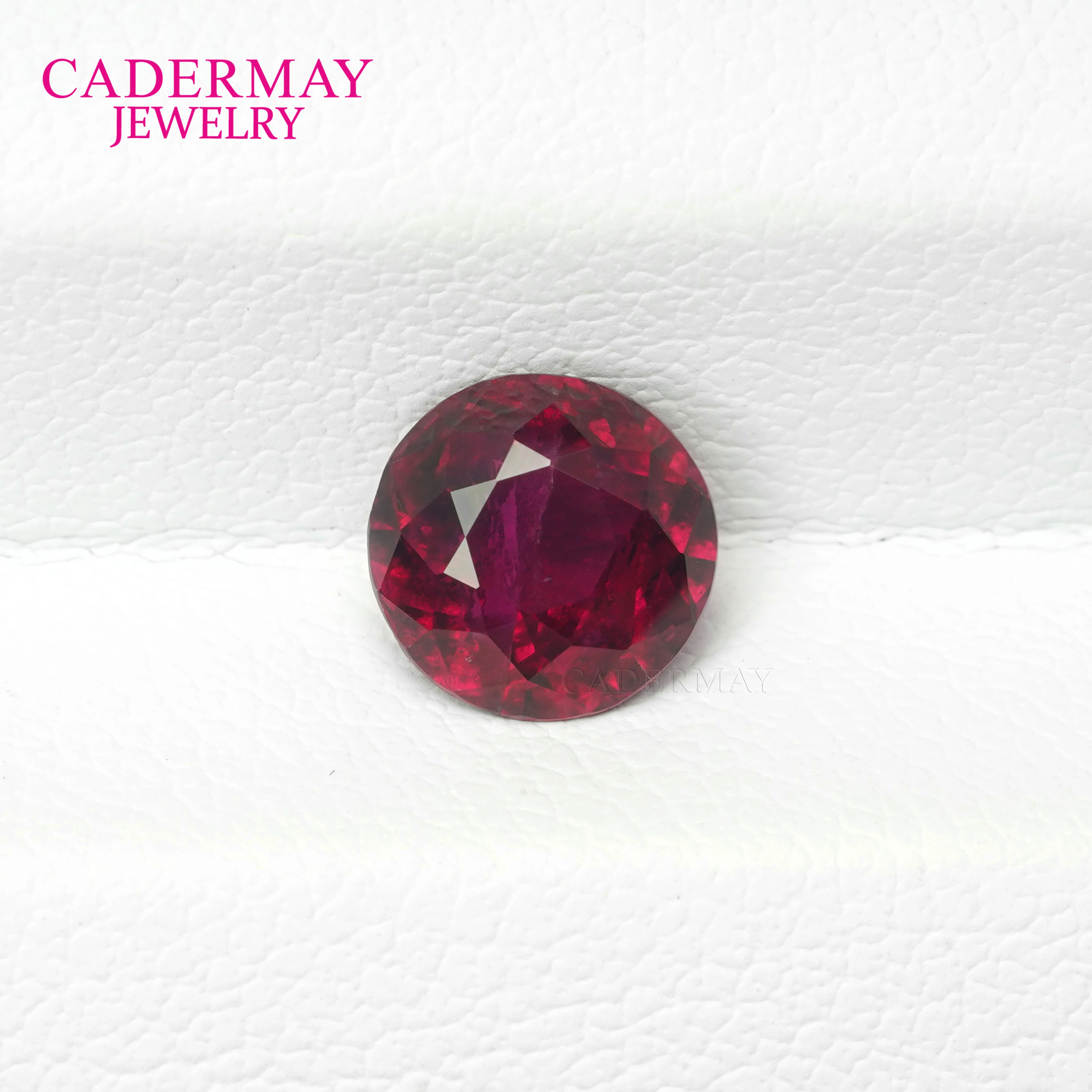Cadermay unique top quality natural gemstone round shape 1ct natural tourmaline rubellite Vivid Red Faceted gemstone in stock