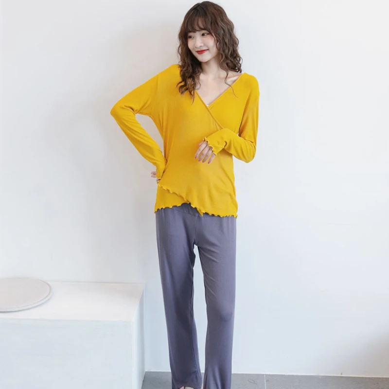 wholesale maternity clothes long sleeve women home wear cozy maternity pajamas for fall and spring season