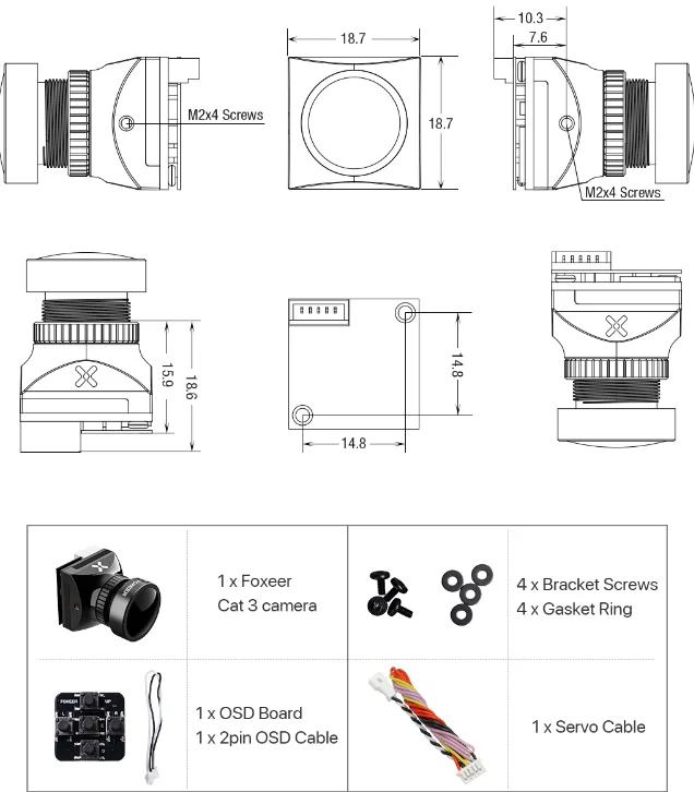 Foxeer Cat 3 Micro/Mini Night 1200TVL 0.00001lux IR Sensitive Night Vision Camera 850nm IR Light PAL/NTSC RC FPV Racing Drone