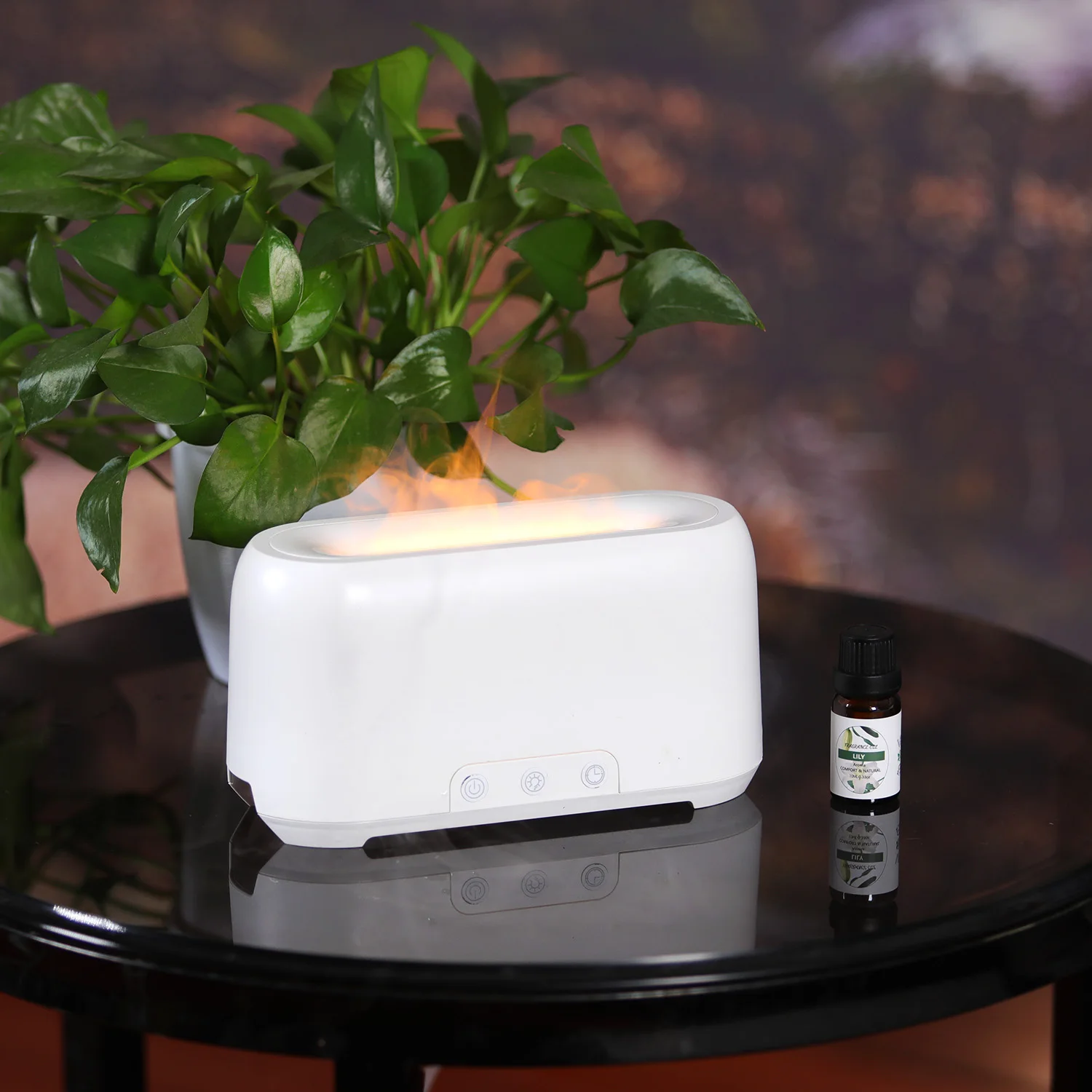 New Simulation Flame Mini Aroma Diffuser Portable USB Humidifier Desktop Air Aromatherapy Fragrance Essential Oils Led Fire