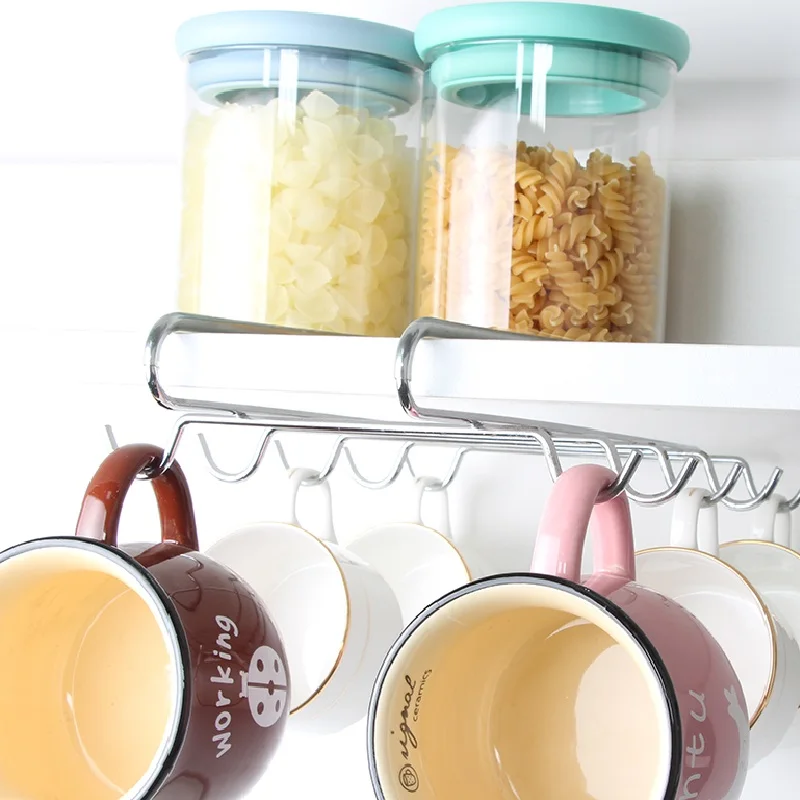 Factory Directly Sell Kitchen Utensils Display 10 Hooks Under Cabinet Hanging Coffee Cups Mug Hooks Holder