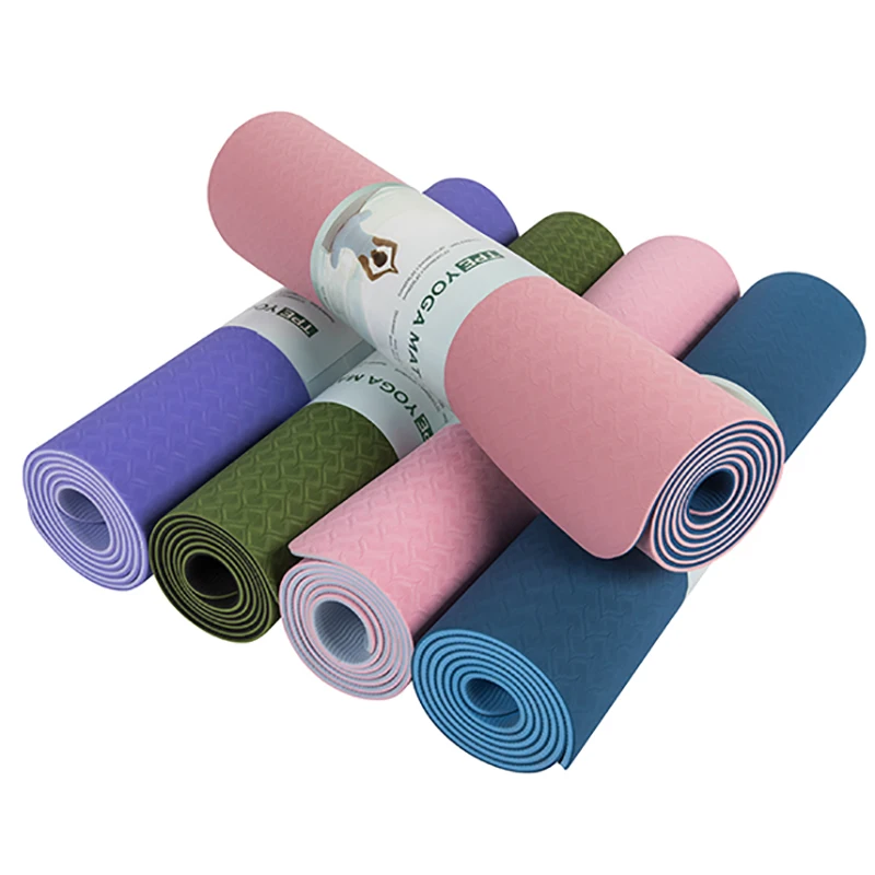 2024 Non Slippery Exercise Fitness Equipment 6mm Eco friendly Non slip Tpe Yoga Mat
