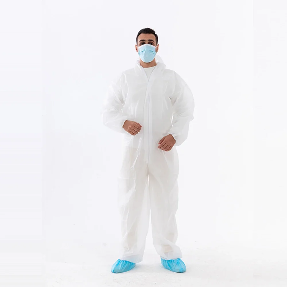 Wholesale Chemical Protection Gown Suit Antistatic Ppes Sms Isolation Coverall Tyvek Hazmat Suit Disposable Coveralls