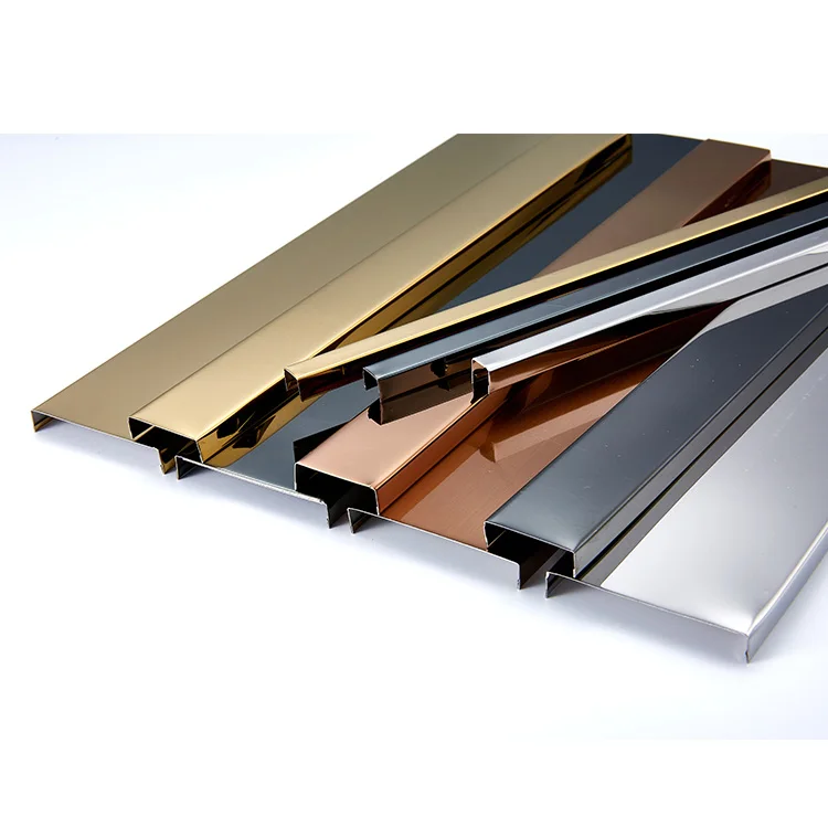 Wall metal tile divid strip u channel wall stainless steel tile trim