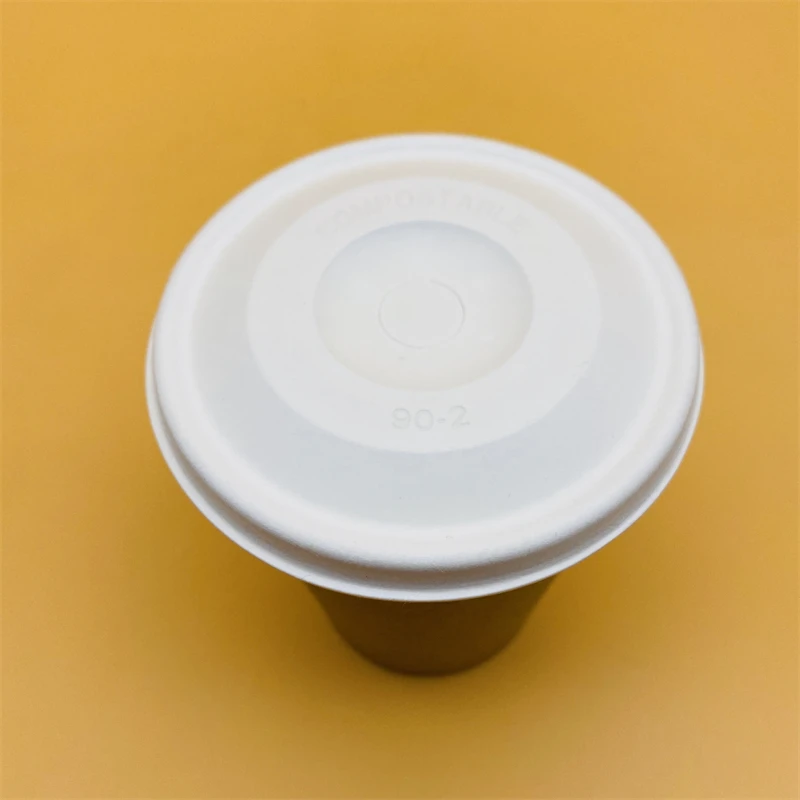 100% Compostable Bagasse Sugarcane Coffee Cup Lid