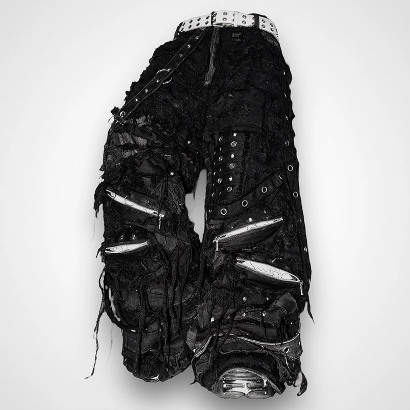 DiZNEW Custom Street Retro Lazy High Street Hip Hop Patchwork Ripped Men Wide Leg Jeans High Quality Jeans Men