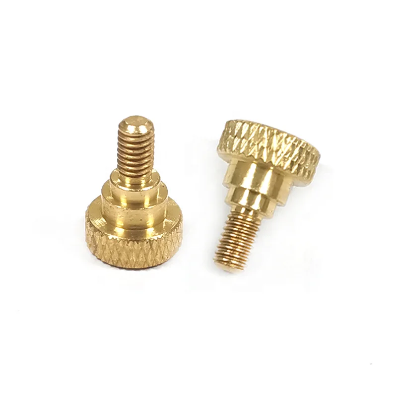 Professional production Custom Precision Part Neck Tightening Screws 8-32 Flat Knurled Slotted Head Brass Shoulder Thumb Screw