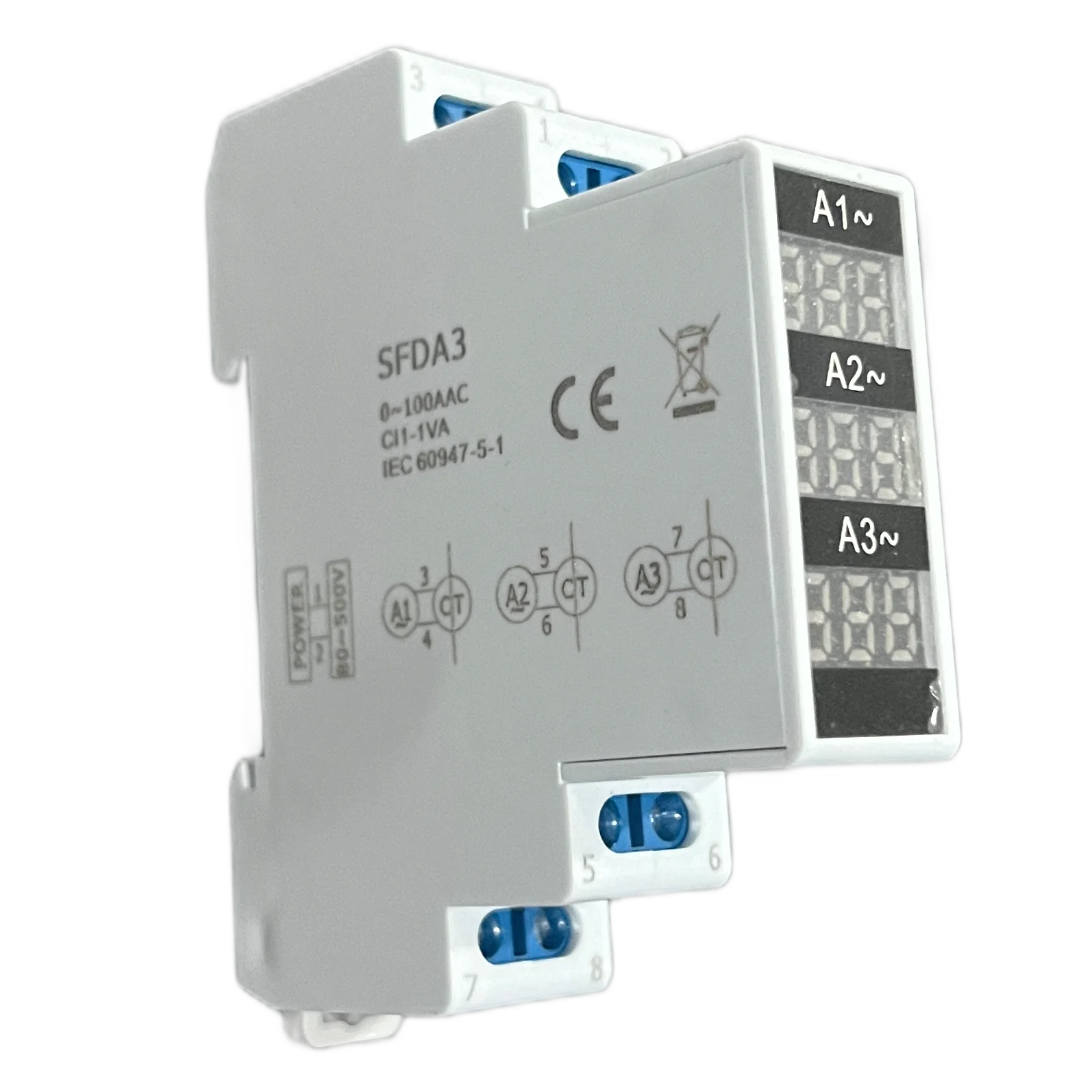 AC Din Rail 3 Phase Ampere Meter LED Digital Display Ac 0-100A Mini Modular Ampere Indicator