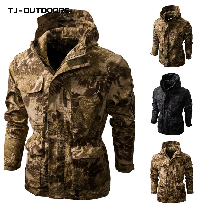 TJ-OUTDOORS новая зимняя водонепроницаемая камуфляжная уличная тактическая Мужская куртка с капюшоном