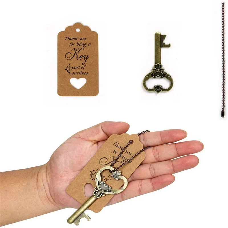 50pcs/bag Wholesale Creative Items Heart Shape Retro Gifts Wedding Favors Key Bottle Opener