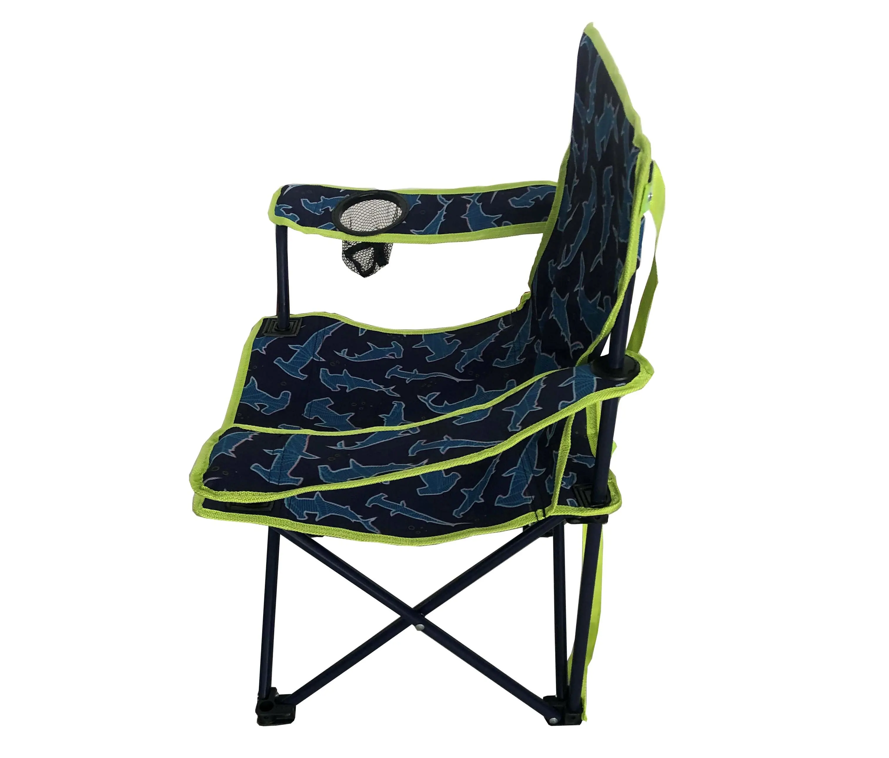 
compact portable safety fancy cartoon design shark and unicorn paint padded folding camping kids chair with armrest 