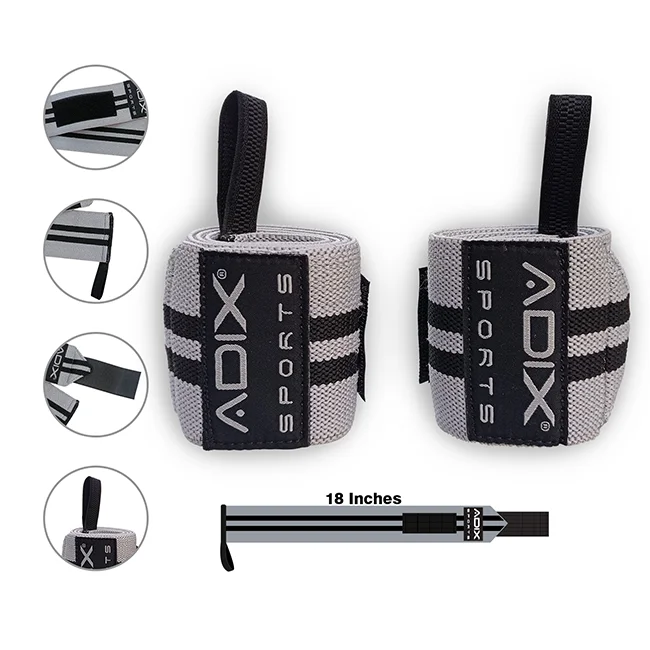 Customized Logo 18 Inch Power Weight Lifting Wrist Wraps Supports Gym Training Fist Straps - Sold as Pair & One Size Fits All