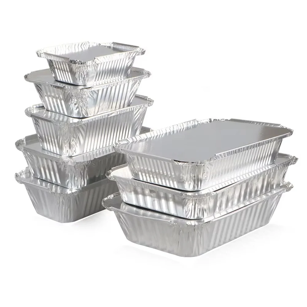 Custom disposable aluminum foil container and lids printing 450ml