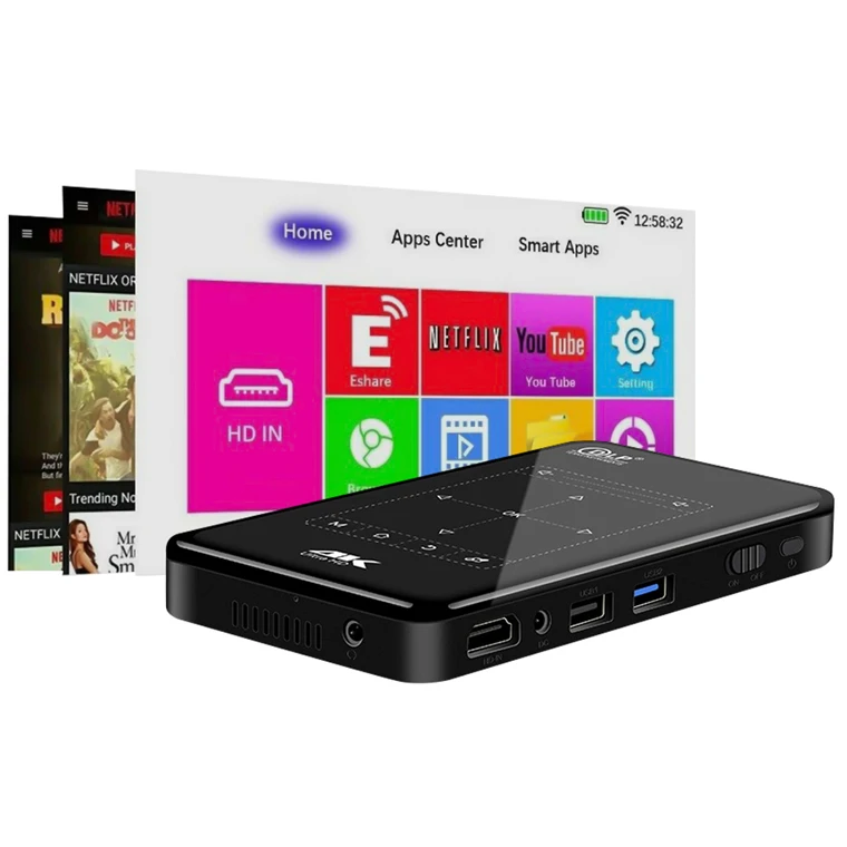 Hot sales touch 4k 3D mini LED Android 9.0 Projector P09 II for business home 1G+8G
