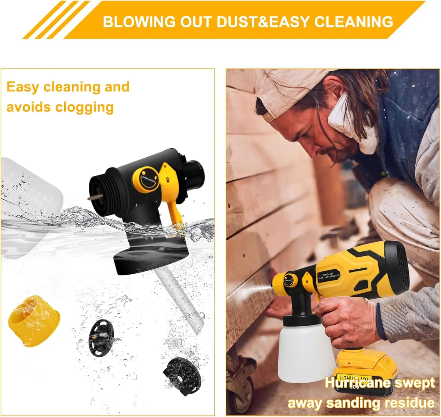 Cordless Paint Sprayer for DEWALT Battery, Paint Sprayers for Home Interior Airless Electric HVLP