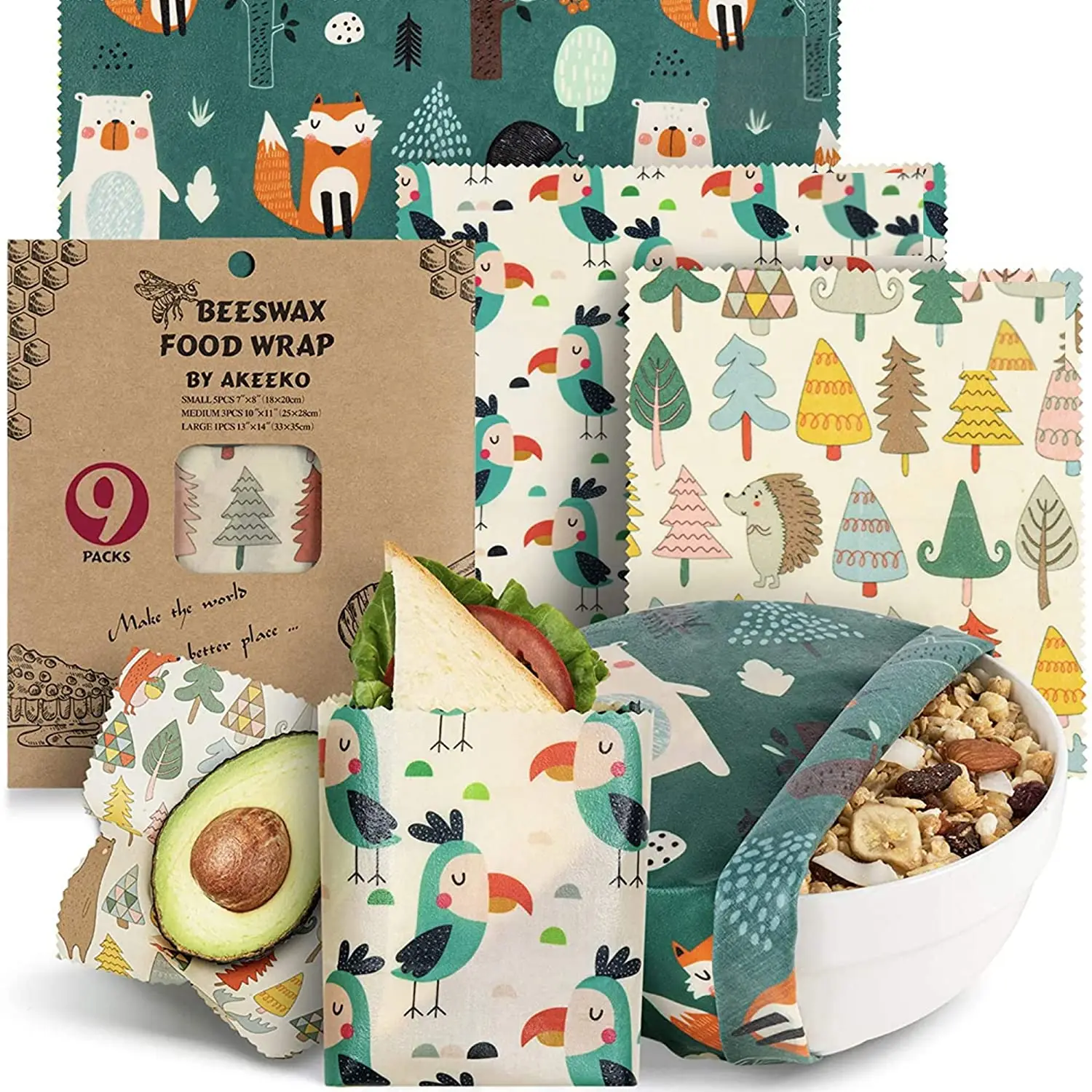 Reusable Beeswax Wraps Eco-Friendly Plastic Free Bees Wrap Food Storage