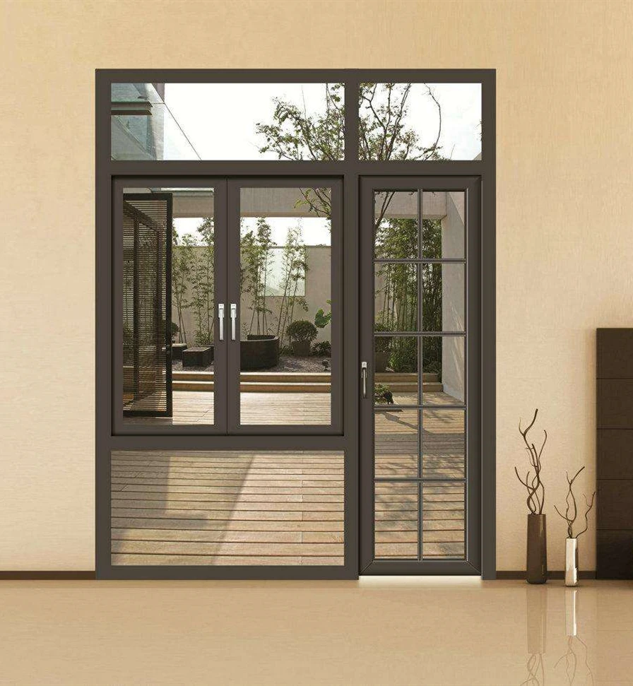 Автоматическая система раздвижных стеклянных дверей, алюминиевая и б/у алюминиевая витрина с французской наружной дверью