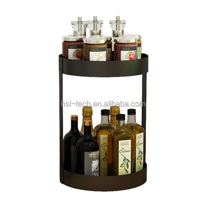 
Rotating kitchen condiment storage shelf table top multi-layer corner spice rack oil salt vinegar jar seasoning storage shelf 