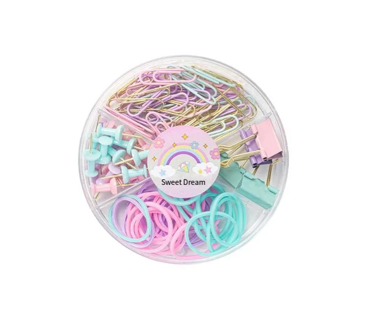 custom paper clips pushpin four box set rubber band pin office binding group school Stationery Macaron paper clip