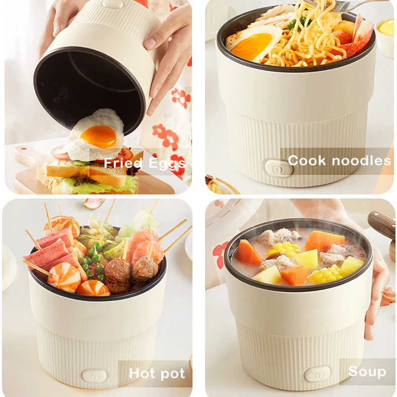 Electric Skillets For Student Dormitory Gift Frying Non Stick Portable Mult-Function Electric Pot Cooking With Phone Holder