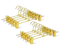Luxury Wire Golden Hangers Durable Strong bearing capacity Clothes Coats Suit Hanger Set Golden Metal Hanger with Clips