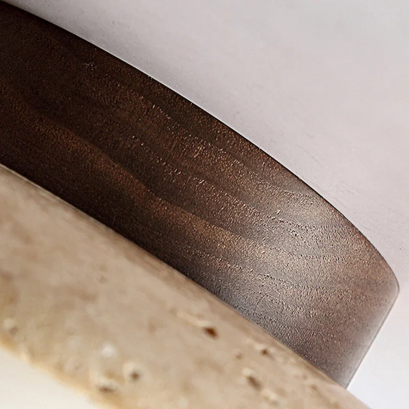 Wabi Sabi Yellow Travertine Ceiling Light Disc Shape Home Decor Porch Corridor Balcony Lamp Hotel Homestay Stone Illumination