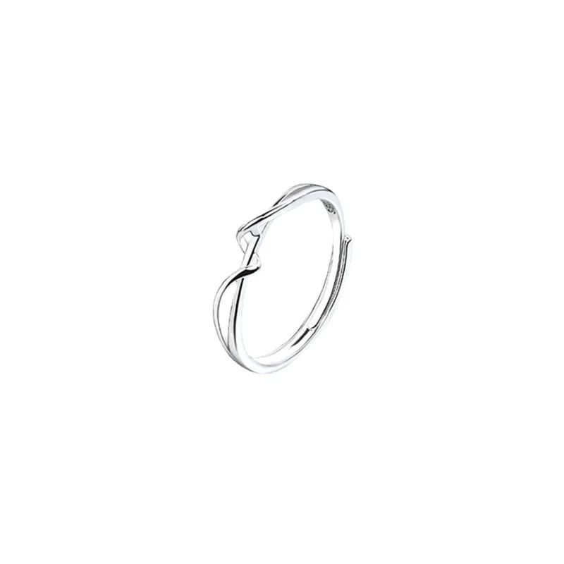 925 Silver single ring girl  Simple line ring  New adjustable size ring female Japanese and Korean style