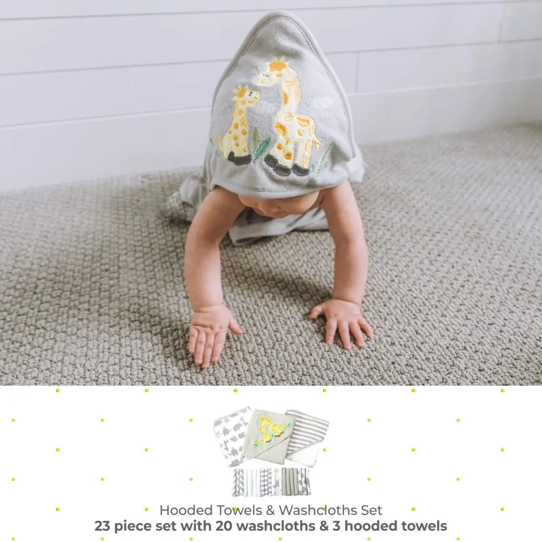 Wholesale Packable Soft Knitted Blanket Washcloths Set Bath Hooded Towels For Babies