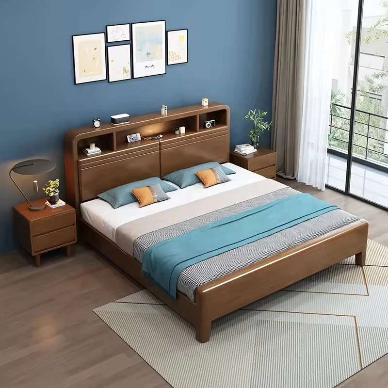 Bed Room Set Furniture Modern King Size Bed Frame Bedroom King Queen Size Solid Wood Storage Frame Solid Wood Bedroom