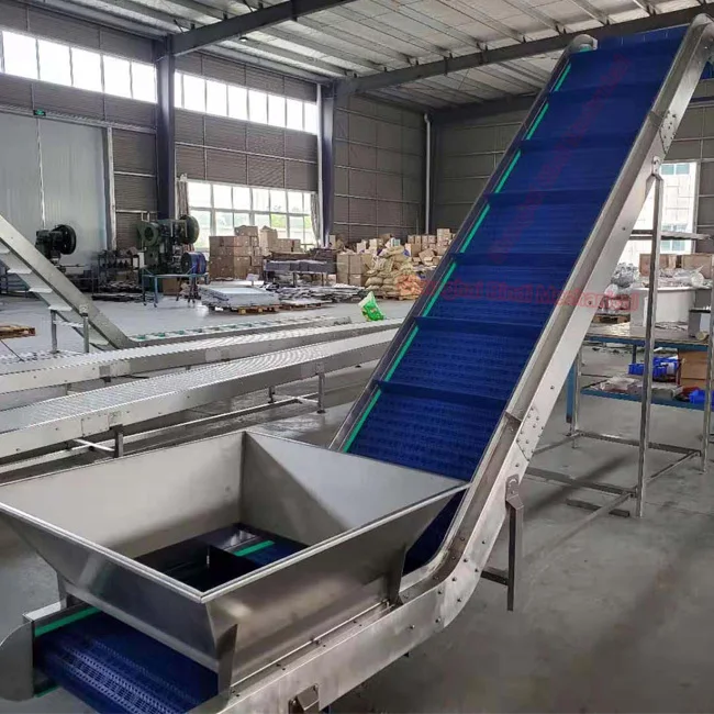 cheap stainless steel frame plastic modular inclined belt lifting conveyor