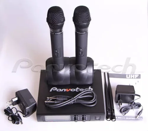 Перезаряжаемый беспроводной микрофон Panvotech с двумя Handhelds, профессиональное аудио, видео