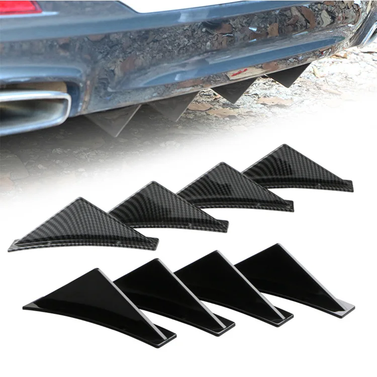 4pcs Universal Carbon Fiber Car Modified Rear Bumper Diffuser Triangle Spoiler Automobile Back Bumper Spoiler Splitter