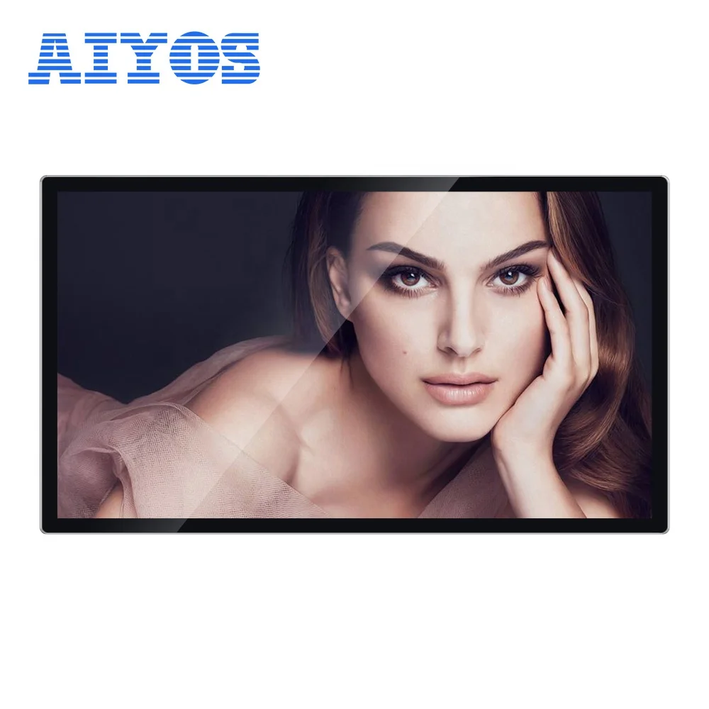 Aiyos 55 Inch Interactive Digital Totem Wall Mounted Advertising Screens Photo Oem Smart Booth Kiosk LCD Display Screen