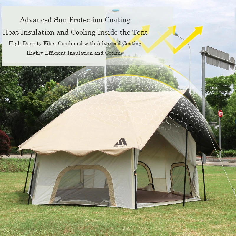 Outdoor Luxury Black Glue Mushroom Tent Double-Layer Hexagonal Automatic Tent Waterproof UV Protection Portable Quick Setup