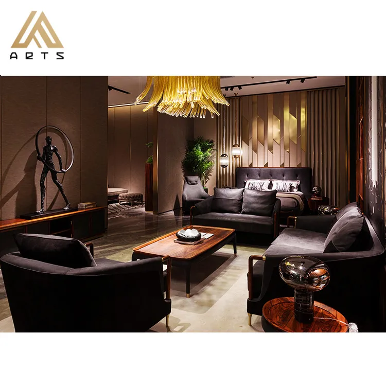 Italian modern design exclusive luxury living furniture  sets rose wood genuine Italy leather  living room sofa sectionals
