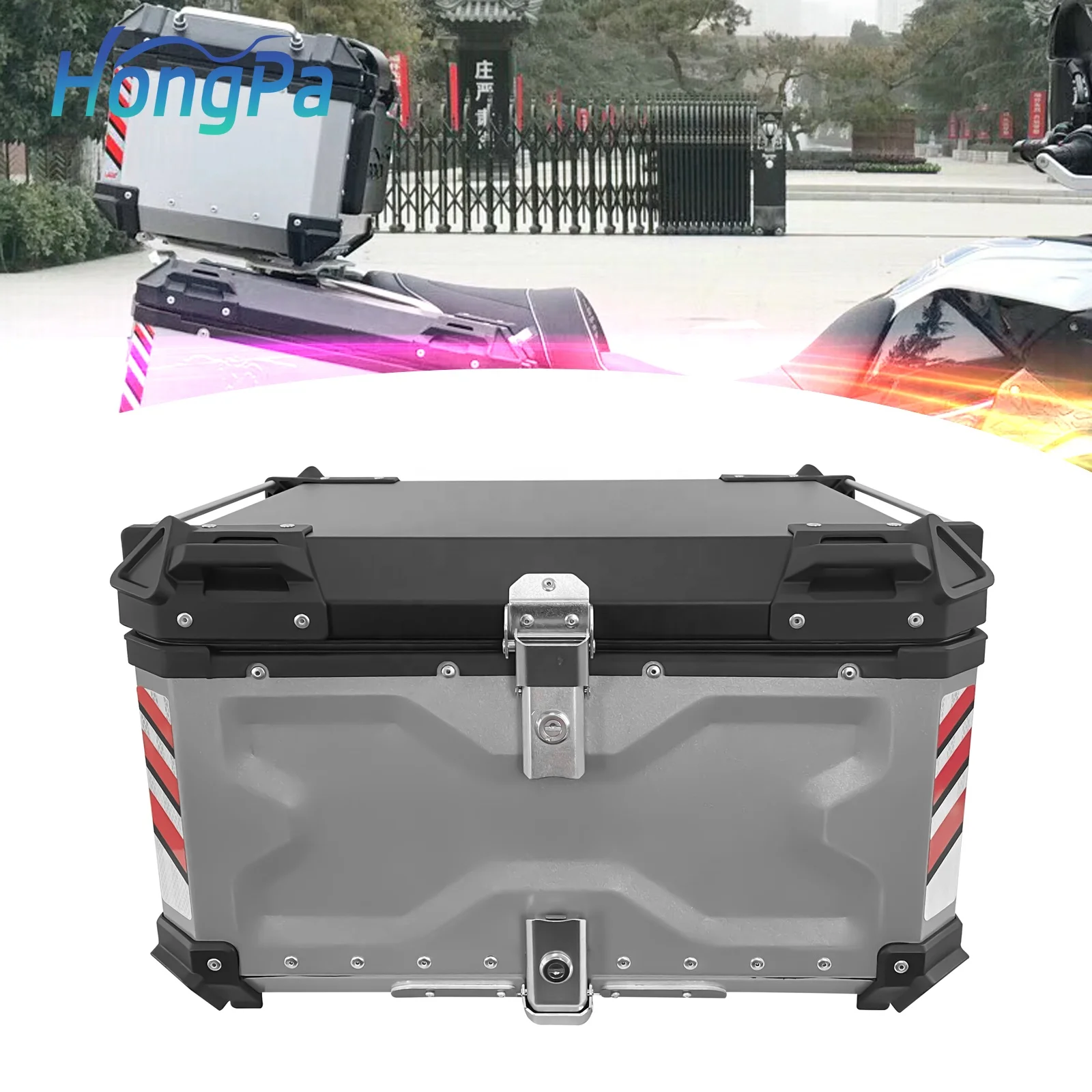 Motorcycle Tail Top Box Case Waterproof and Scooter Hard Tour Storage Carrier Trunk Luggage with Lock