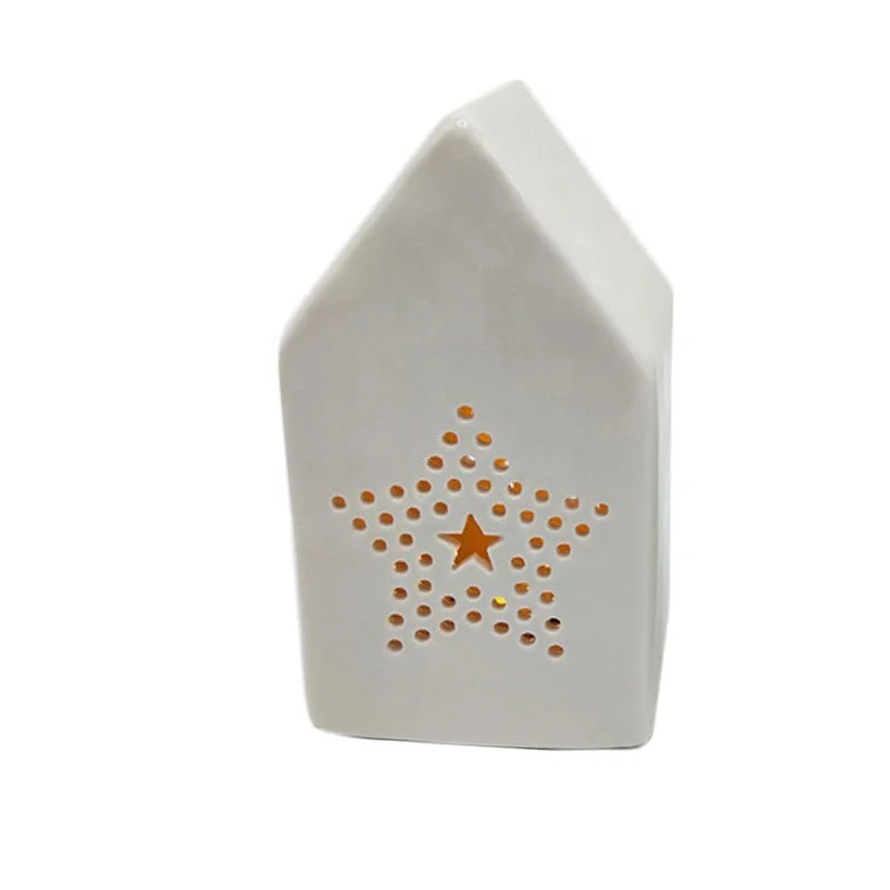 Factory Outlet Decorative Modern House Shape Tealight Ceramic Christmas Candle Holder (62417400057)