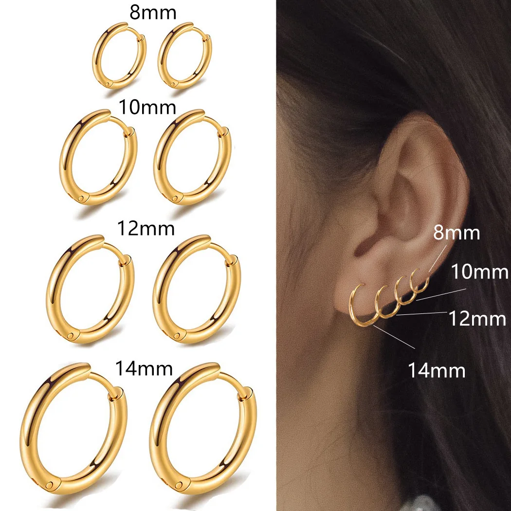 Factory Wholesale Men and Women Gold Hoop Earrings Fashion Stainless Steel Earrings