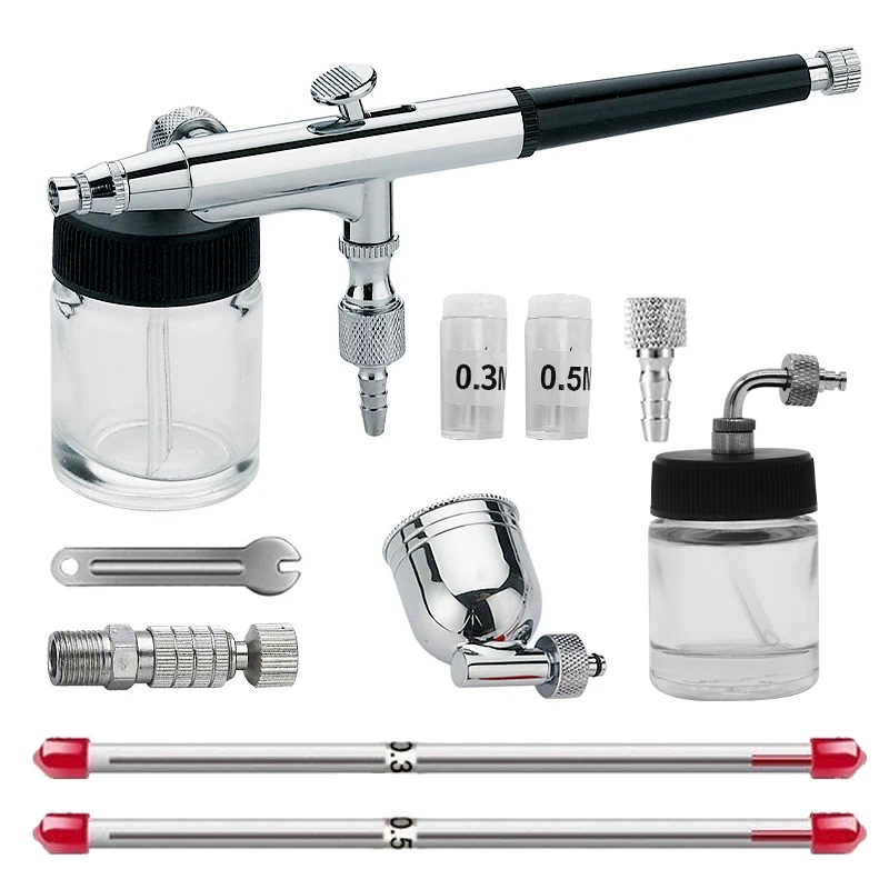 Двойное действие всасывания и самотеком типа многоцелевой Аэрограф с большим объемом чашки AB-134S