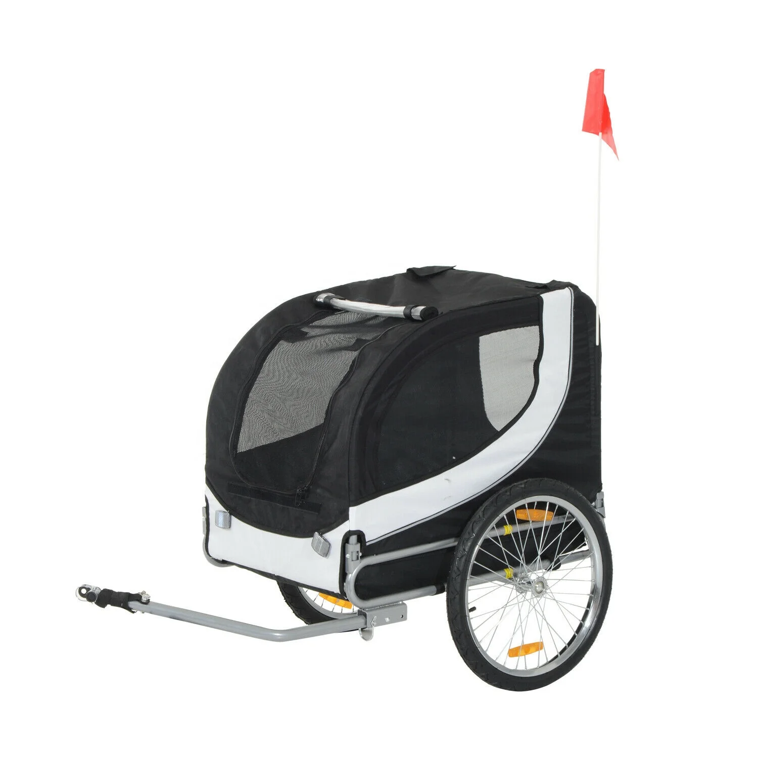 Foldable Pet Carrier Rear Bike Travel Trailer Dog Cat Covered Transporter