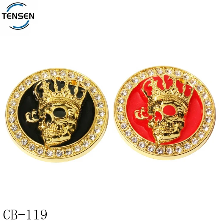 Manufacturers made round logo skull emblems zinc alloy car accessory sticker nameplate with crystal