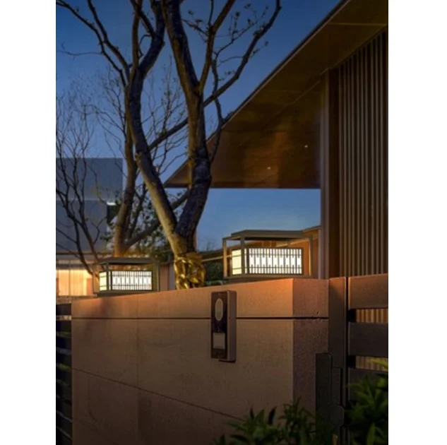 Chinese and Japanese IP54 solar landscape courtyard decoration led villa gate fence pillar lawn lamp